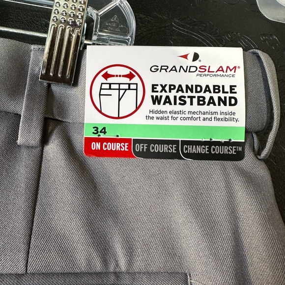 NWT Grand Slam Men's Flat Front 9" Golf Short with Expandable Waistband Sz 34 - Picture 4 of 6
